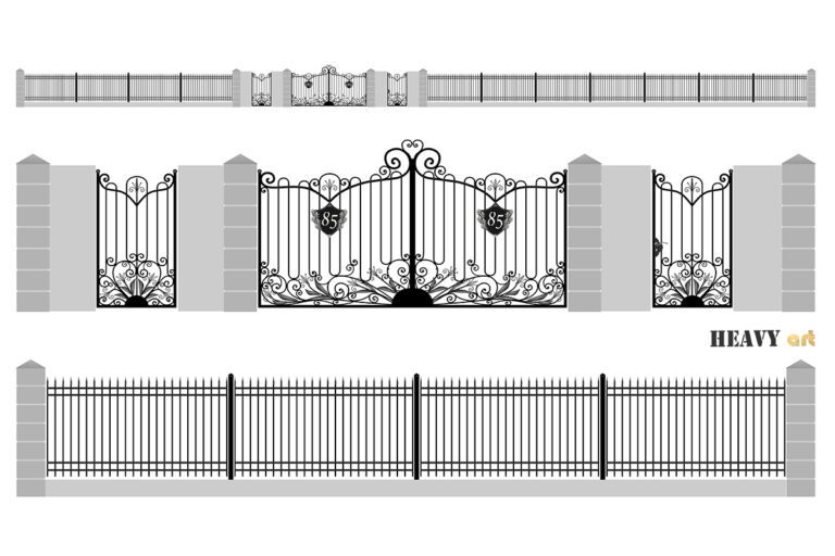 brama wjazdowa dwuskrzydłowa oraz furtki w stylu pałacowym, rezydencyjnym z motywem roślinnym i inicjałami