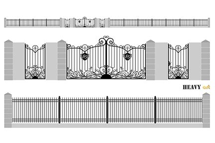 projekt ogrodzenia pałacowego brama dwuskrzydłowa furtki przęsła bogaty styl kute